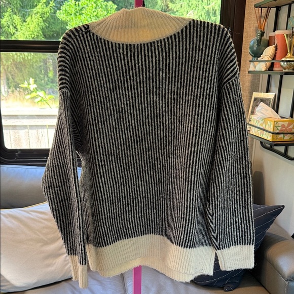 FRNCH Cream and Black Striped Sweater Small/Medium - Picture 3 of 7